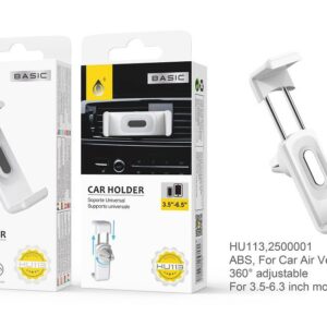 Soporte Movil Coche Soporte de coche para Rejilla de Ventilación HU113 BL Soporte para Movil Blanco