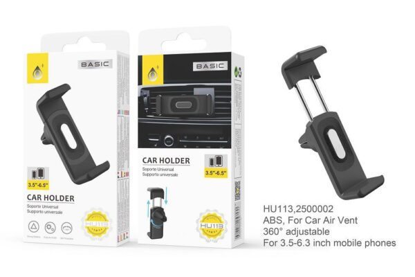 Soporte Movil Coche Soporte de coche para Rejilla de Ventilación HU113 -NE-Soporte para movil Negro