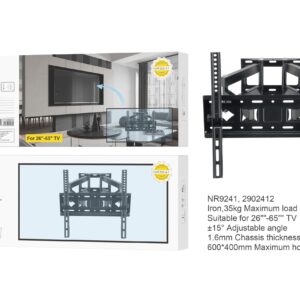 Soporte TV NR9241 NE Soporte de Montaje de Movimiento Completo para TV para 26"-65",Iron, Angulo Ajustable ?5? Max 35kg,  40x40cm, Negro