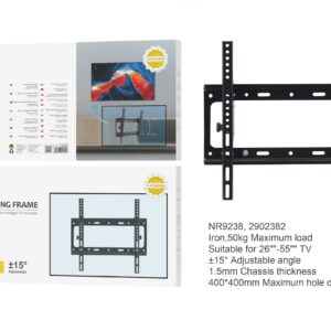 Soporte TV NR9238 NE Soporte Fijo de Montaje en Pared para TV de 26"-55", Iron, Angulo Ajustable ?5? Max 50Kg, 40x40cm, Negro