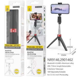 Palo Selfie NR9146 NE Palo Selfie Bluetooth con mando, Compatible con Moviles de 3.5 - 6.5