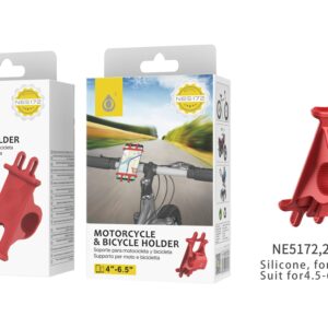 Soporte Movil Bicicleta, Moto, Patinete NE5172 RJ Soporte Universal de Silicona de Movil para Bicicleta y Moto 4.5-6'' ,Rojo