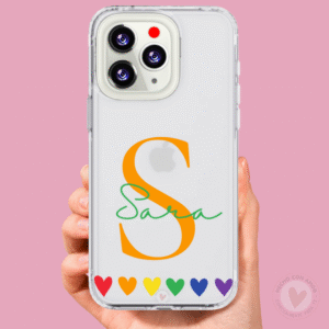 Funda Personalizada con Foto Diseño con Motivo LGTBI 🌈 Corazones y Nombre