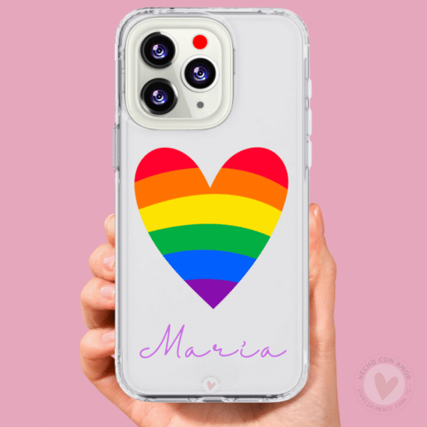 Funda Personalizada con Foto Diseño con Motivo LGTBI 🌈 Corazon y Nombre
