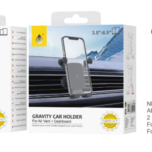 Soporte Movil Coche Soporte de coche para Rejilla de Ventilacion NE5147 NE Soporte para moviles de 3,5-6,5 pulgadas, 2 en 1 para Rejilla de Aire y tablero, Giro de 360 grados, Negro