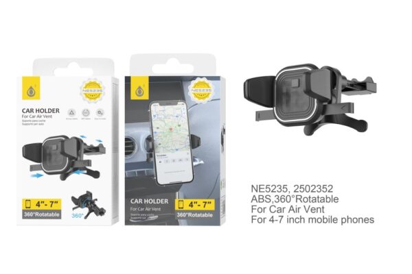 Soporte Movil Coche Mercedes / Universal Soporte de coche para Rejilla Circular de Ventilación  NE5235 NE Soporte Universal de movil para Airvent , 360° Rotacion, Para movil 4-7 Pulgadas- Soporte coche Mercedes , Negro