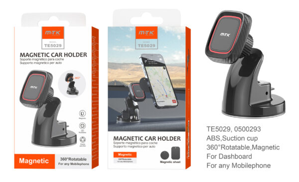 Soporte Movil Coche Soporte de Coche Magnetico TE5029 NE  Soporte Universal de Movil  Magnetico para Salpicadero y Parabrisa de coche, ajustable 360°grado, Negro