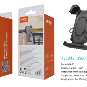Soporte Movil Bicicleta, Moto, Patinete TE5043 NE Soporte Universal de movil para Bicicleta y Moto , 360° Rotacion, 4-7.8 Pulgadas , Negro
