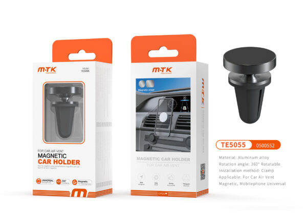 Soporte Movil Coche Soporte de coche para Rejilla de Ventilación Magnetico TE5055 NE Luxury Soporte Universal Magnetico de Movil para Airvent de coche, Ajustable 360¡ã, Negro