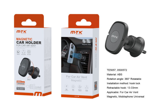 Soporte Movil Coche Soporte de coche para Rejilla de Ventilacion   MagneticoTE5057 NE Luxury Soporte Universal Magnetico de Movil para Airvent de coche, Ajustable 360?, retractil 13-33MM,  Negro