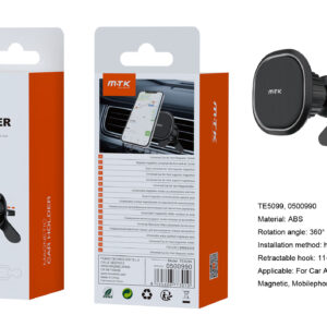 Soporte Movil Coche Soporte de coche para Rejilla de Ventilacion   Magnetico TE5099 NE Soporte Magnetico con gancho de bloqueo hasta 32mm para rejillas,  360 Rotacion, Negro