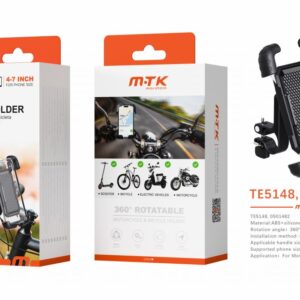 Soporte Movil Bicicleta, Moto, Patinete TE5148 NE Luxury Soporte Universal de movil para bicicleta y moto , 360? Rotacion, 4-7 Pulgadas , Negro
