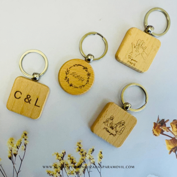 Llavero personalizado de Madera Grabado en láser - Imagen 7