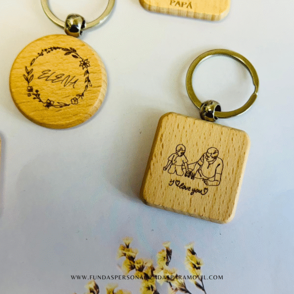 Llavero personalizado de Madera Grabado en láser