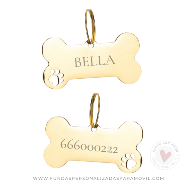 Colgante Acero Personalizado  Chapa Personalizada para Collar de Perro Hueso y Huella - Imagen 4