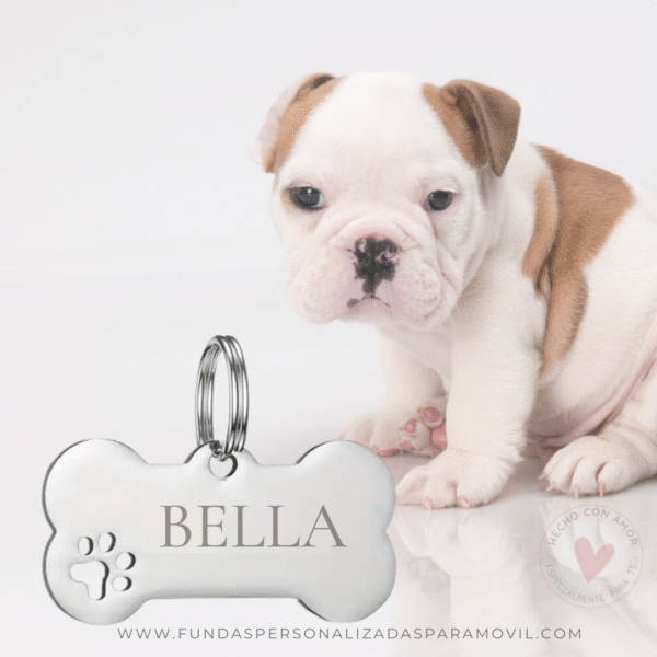 Colgante Acero Personalizado  Chapa Personalizada para Collar de Perro Hueso y Huella - Imagen 3