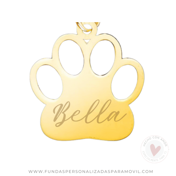 Medalla personalizada Huella de perro con nombre en acero con Grabado Láser - Imagen 3