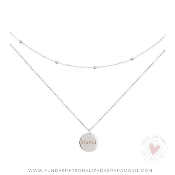 Collar Personalizado con Nombre Doble Cadena Medalla Lisa Agatha - Imagen 6