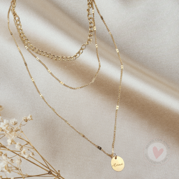Collar Personalizado con Nombre Cadena Medalla 3 en 1