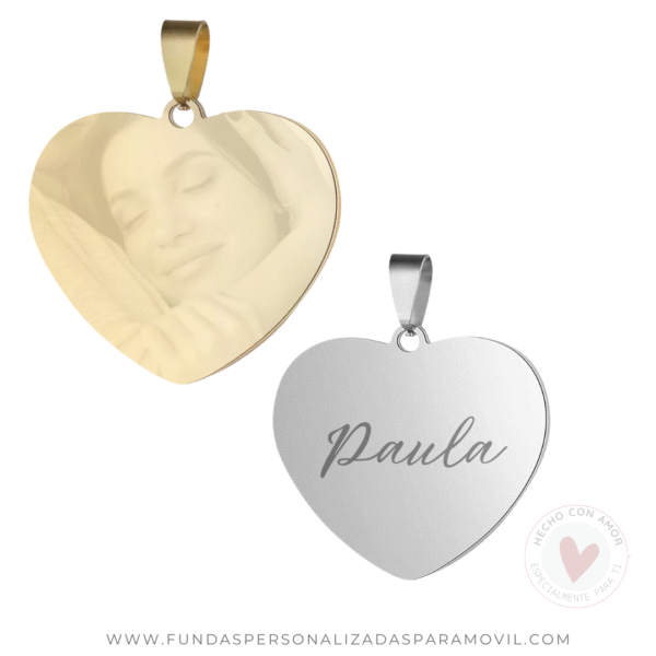 Medalla Personalizada con Grabado Láser  Con Foto o Texto Corazón