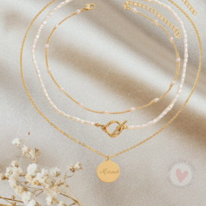 Collar Personalizado con Nombre Cadena Medalla 3 en 1 Bolitas