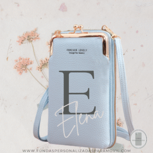Bolso Personalizado para Móvil con monedero y tarjetero imitación cuero Azul Celeste
