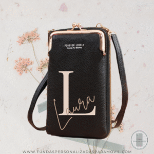 Bolso Personalizado para Móvil con monedero y tarjetero imitación cuero Negro