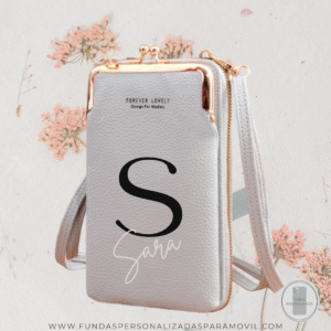 Bolso Personalizado para Móvil con monedero y tarjetero imitación cuero Gris