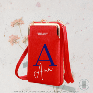 Bolso Personalizado para Móvil con monedero y tarjetero imitación cuero Rojo