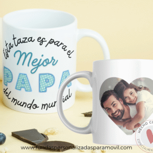 Taza Personalizada con Foto Diseño Papá- El Mejor Papá /Abuelo/ Tío del Mundo Mundial -Azul