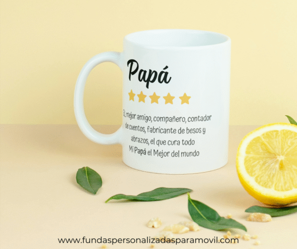 Taza Personalizada con Foto Diseño Papá-  Reseña 5 Estrellas - Imagen 3