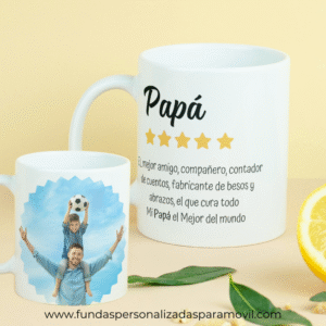 Taza Personalizada con Foto Diseño Papá-  Reseña 5 Estrellas