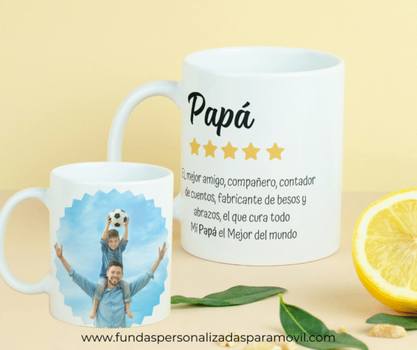 Taza Personalizada con Foto Diseño Papá-  Reseña 5 Estrellas
