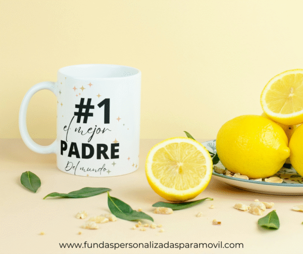 Taza Personalizada con Frase Diseño Papá-  El Mejor Padre del Mundo #1 - Imagen 3