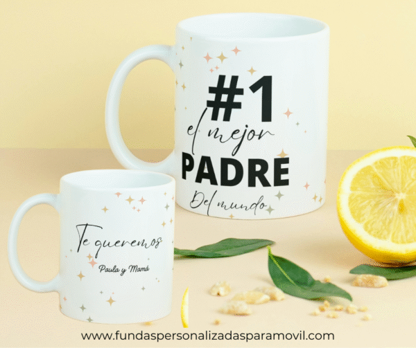 Taza Personalizada con Frase Diseño Papá-  El Mejor Padre del Mundo #1