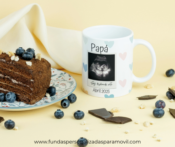 Taza Personalizada con Foto Diseño Papá-  Papa Estoy Deseando Verte