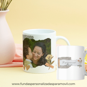 Taza Personalizada con Foto Diseño Te Queremos Flor
