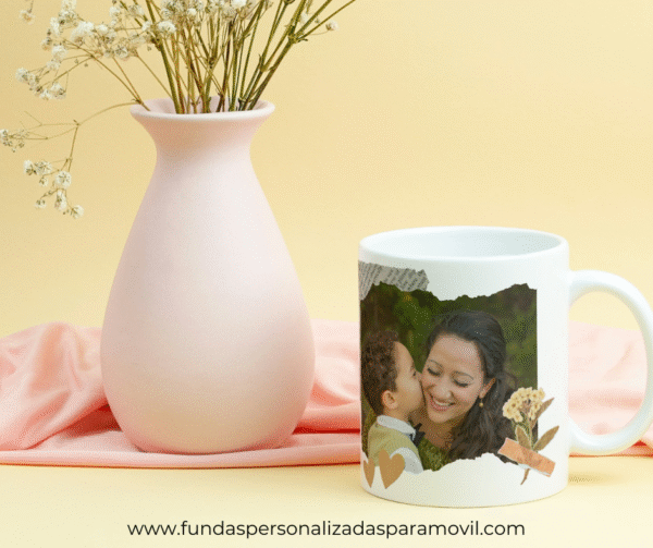 Taza Personalizada con Foto Diseño Te Queremos Flor - Imagen 3