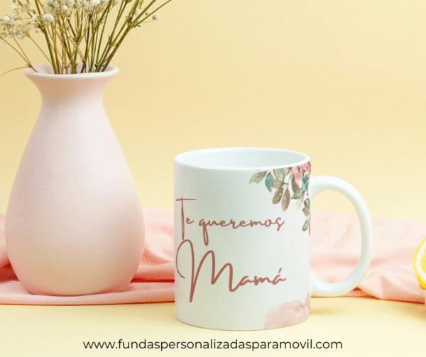 Taza Personalizada con Foto Diseño Flores - Imagen 3