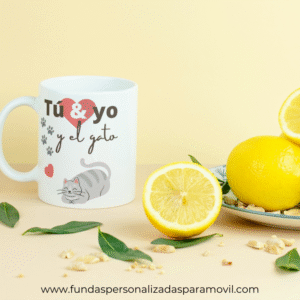 Taza Personalizada con Frase Diseño Gato -  Tú Yo y El Gato