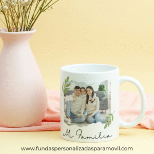 Taza Personalizada con Foto Diseño Hojas
