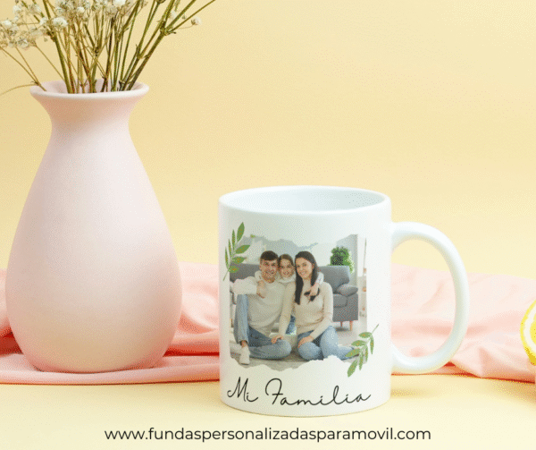 Taza Personalizada con Foto Diseño Hojas