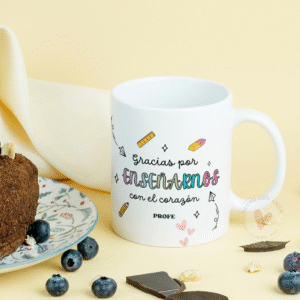 Taza Personalizada con Frase Diseño Profe Gracias por enseñarme con el Corazón