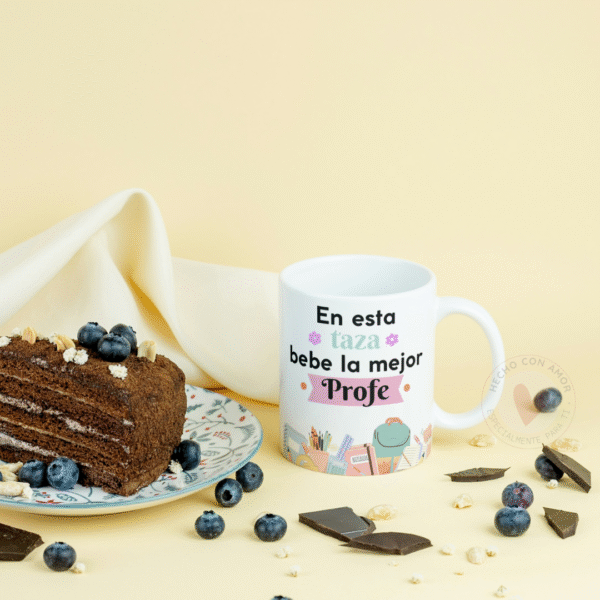 Taza Personalizada con Frase Diseño Profe En esta taza bebe la mejor / el mejor Profe - Imagen 4
