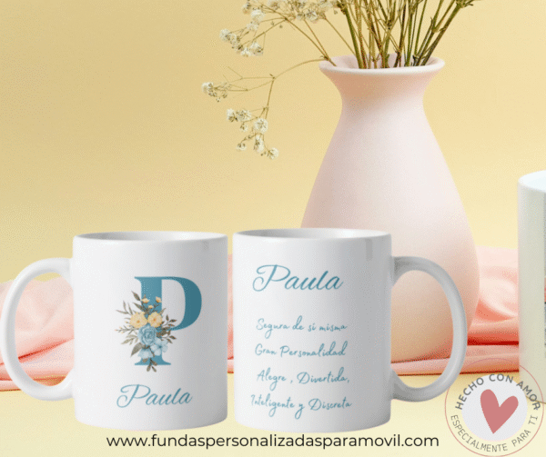 Taza Personalizada con Frase Significado de Nombre e Inicial
