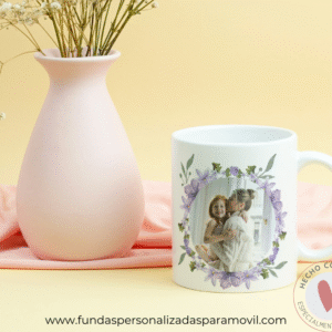 Taza Personalizada con Foto Diseño Flores