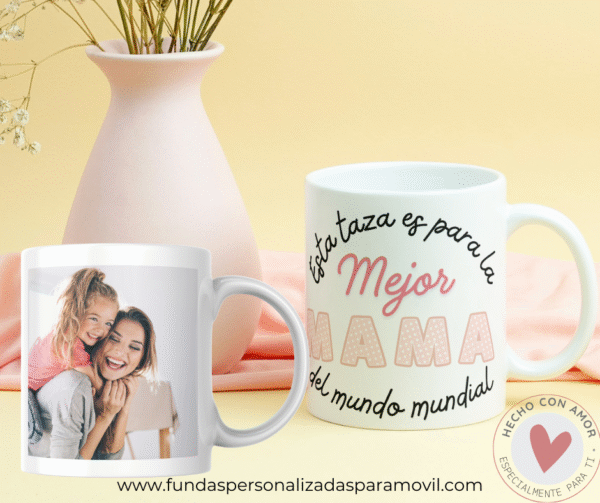 Taza Personalizada con Foto Diseño Mamá- La Mejor Mamá /Abuela/ Tía del Mundo Mundial -Rosa