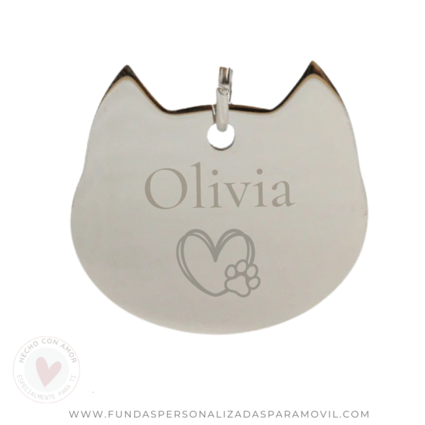 Colgante Acero Personalizado Chapa Personalizada para Collar de Gato Forma