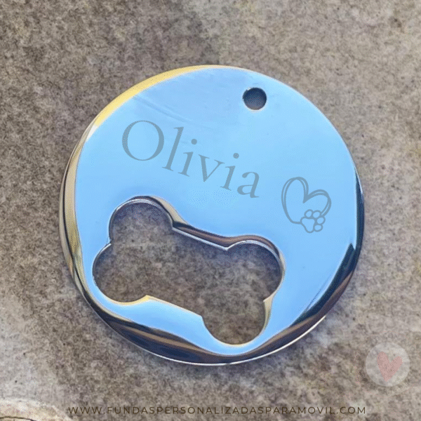 Colgante Acero Personalizado Chapa Personalizada para Collar de Perro Redondo Hueso - Imagen 3