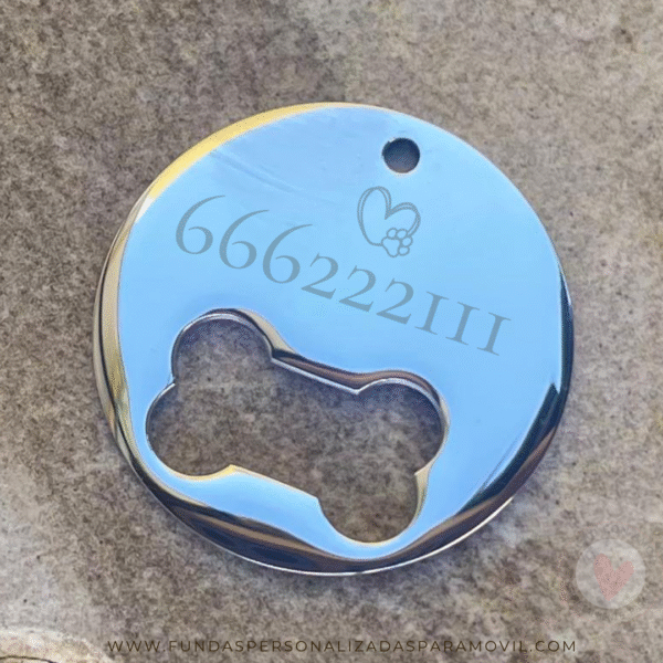 Colgante Acero Personalizado Chapa Personalizada para Collar de Perro Redondo Hueso - Imagen 2